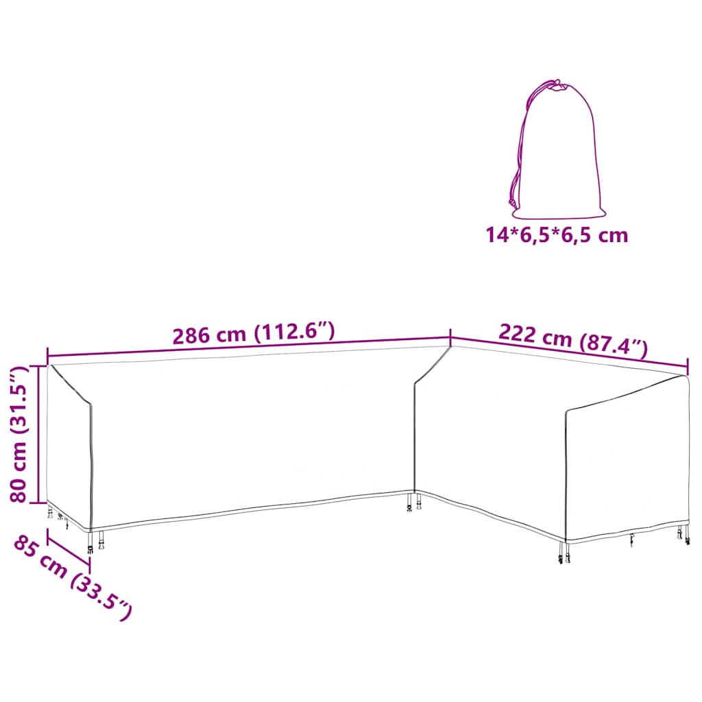 Furniture Cover Black 286 x 222 x 80 cm 210D Fabric