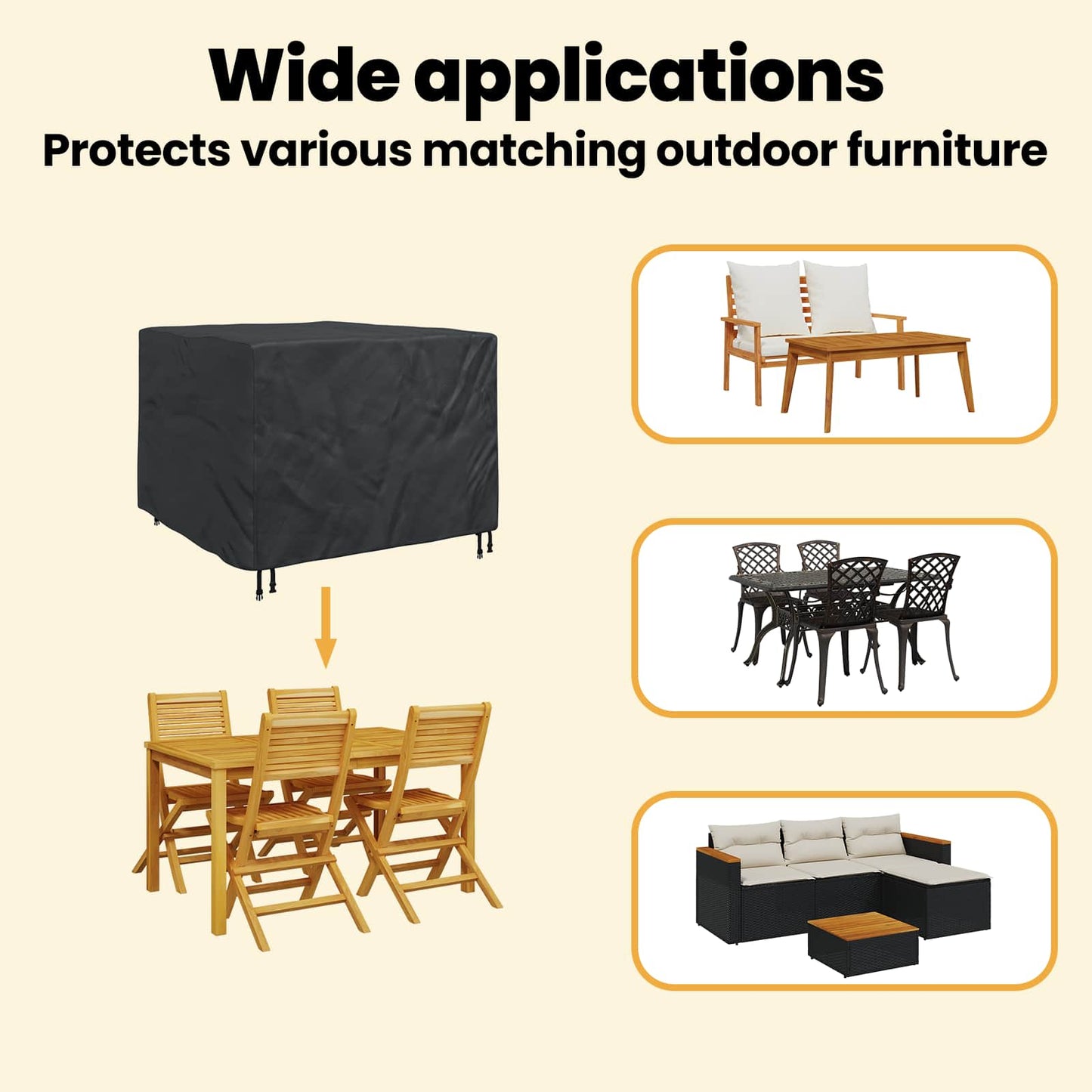 Furniture Cover Black 125 x 125 x 74 cm 420D Oxford fabric