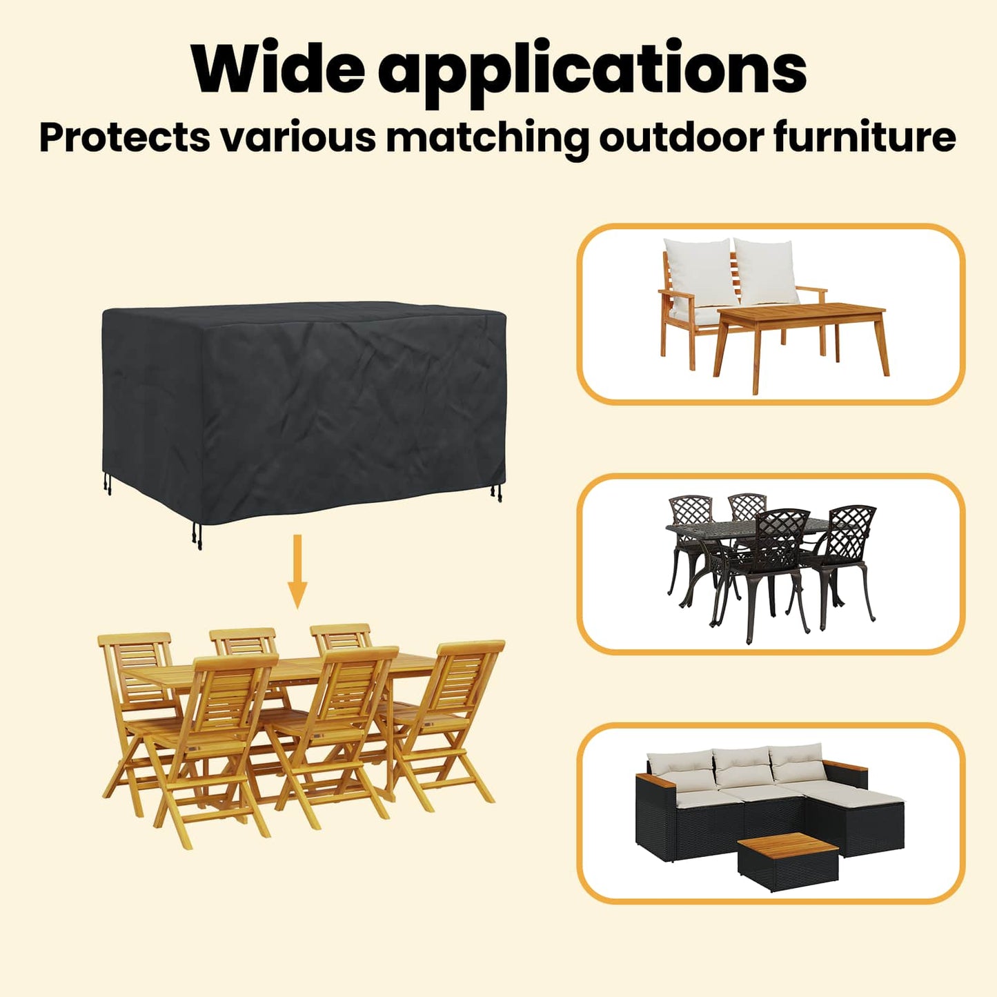 Furniture Cover Plain Black 180 x 140 x 90 cm 420D