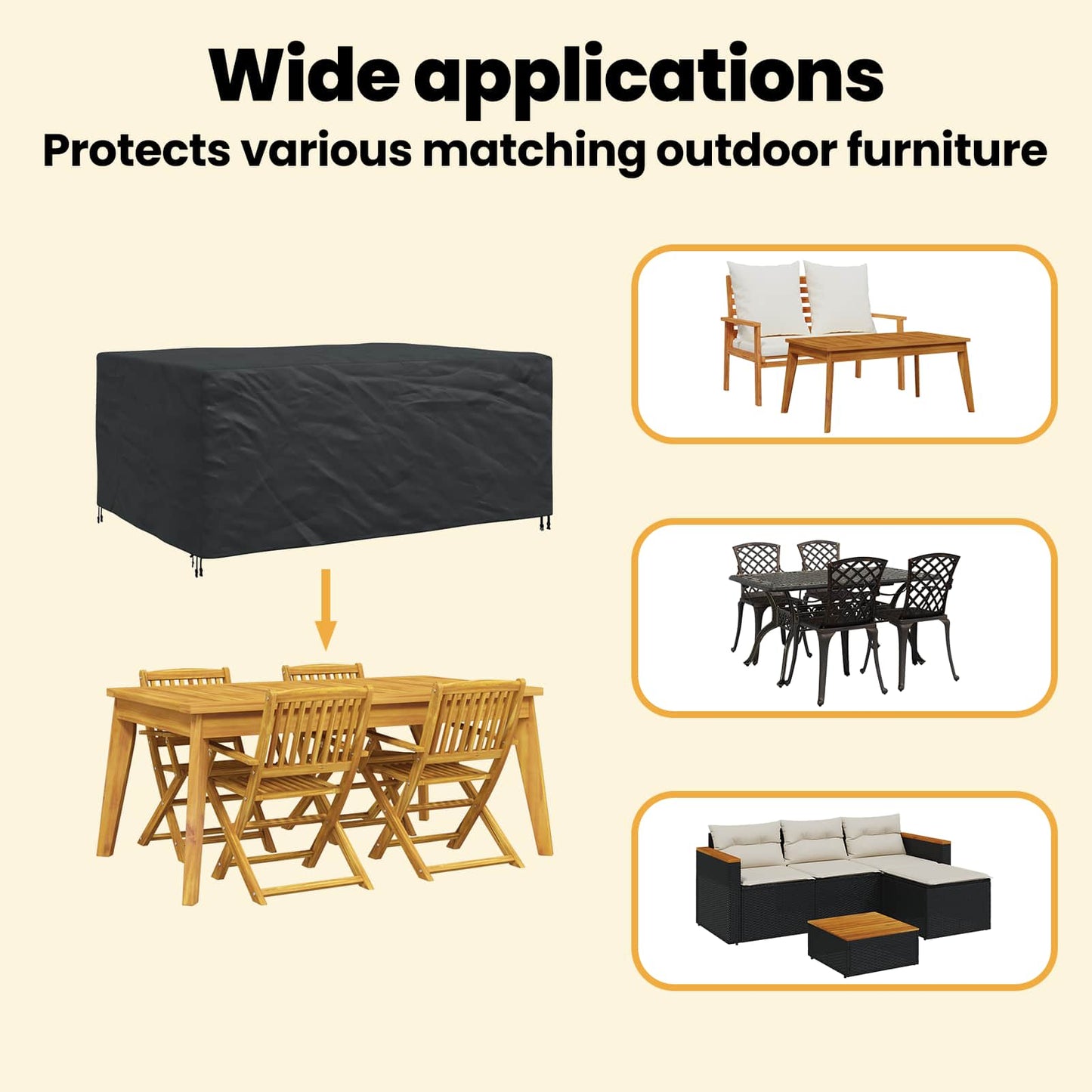Furniture Cover Plain Black 240 x 180 x 100 cm 210D