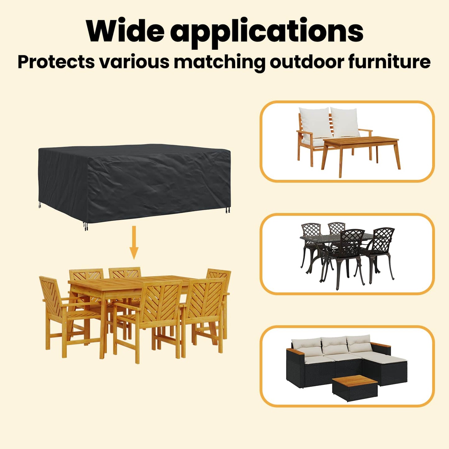 Furniture Cover Plain Black 250 x 210 x 90 cm 210D