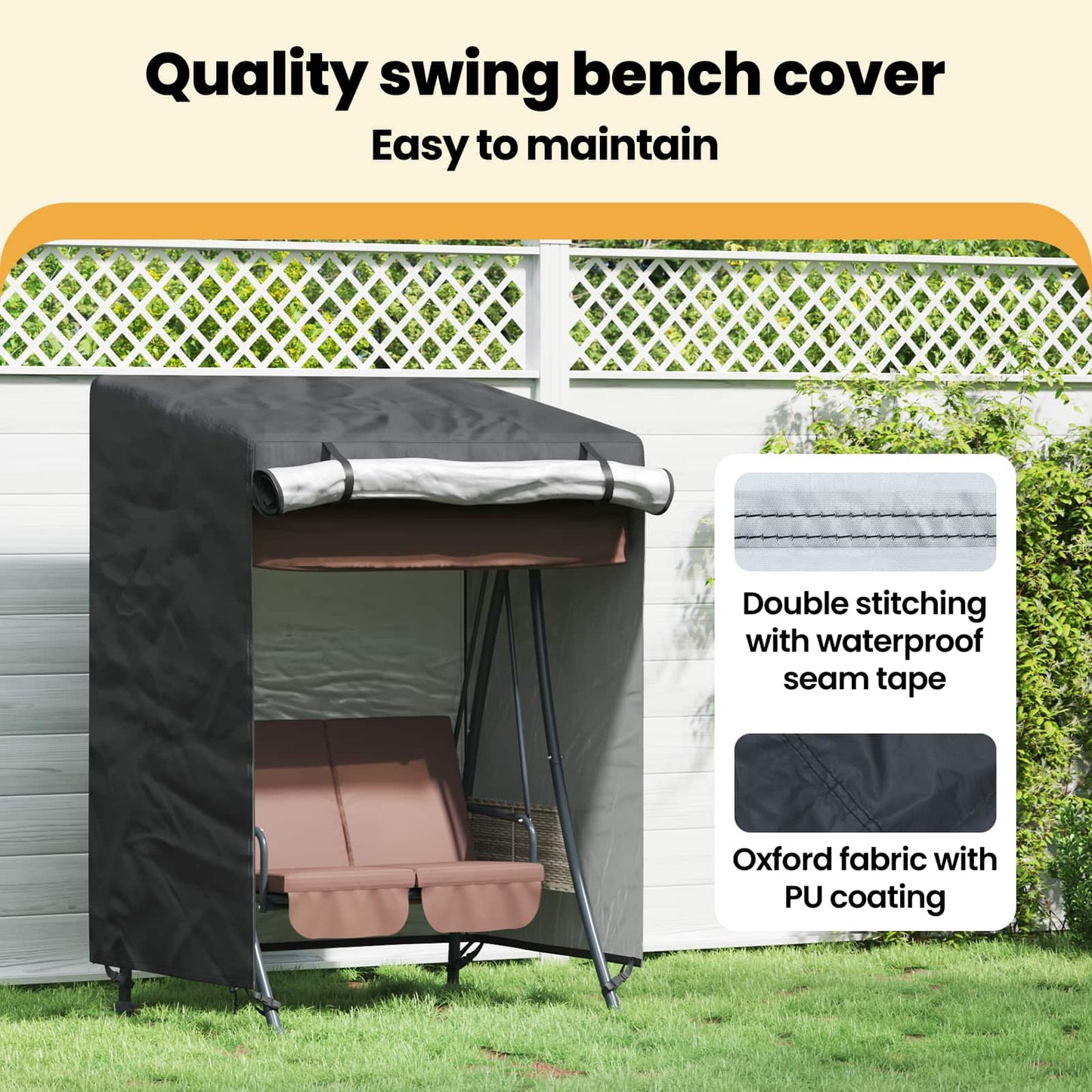 Outdoor Swing Cover Black 120 x 90 x 155 cm 210D Oxford Fbric