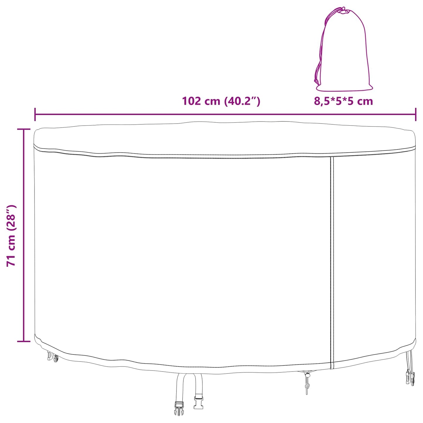 Outdoor Furniture Cover Black 102 x 102 x 71 cm 420D fabric