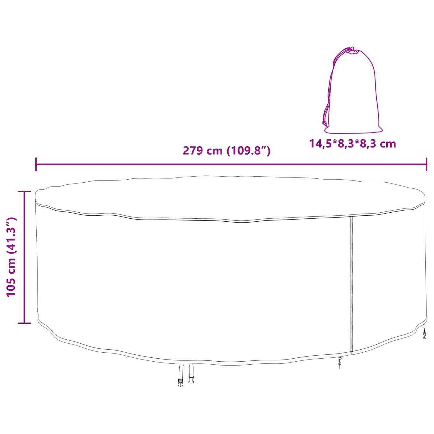 Furniture Cover 279 x 279 x 105 cm 210D Oxford Fbric Round