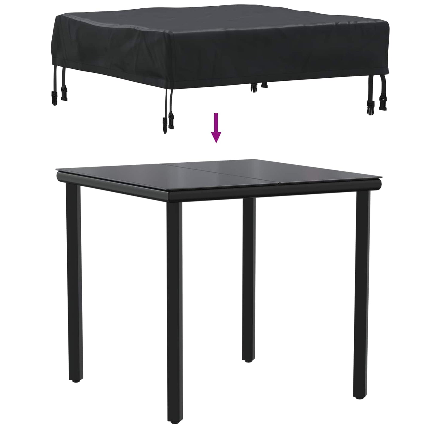 Table Cover Plain Black 62 x 62 x 15 cm Fabric