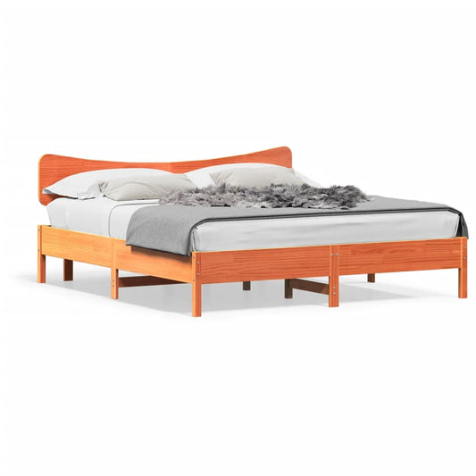 Bed Frame without Mattress Wax Brown 200x200 cm Solid Wood Pine Bed Frame without Mattress Wax Brown 200x200 cm Solid Wood Pine