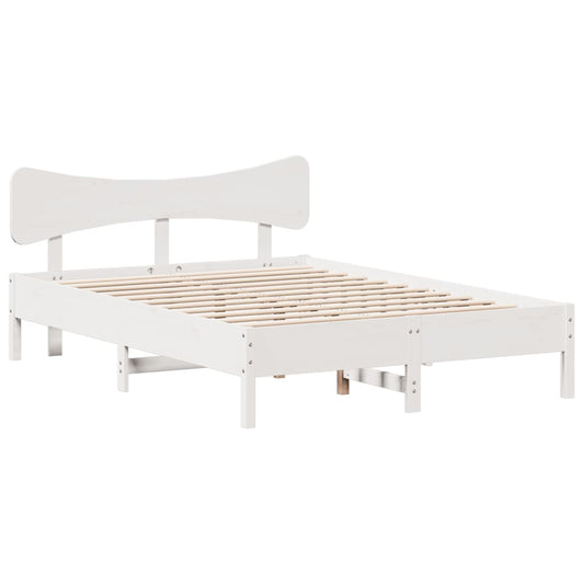 Bed Frame without Mattress White 135x190 cm Double Solid Wood Pine Bed Frame without Mattress White 135x190 cm Double Solid Wood Pine
