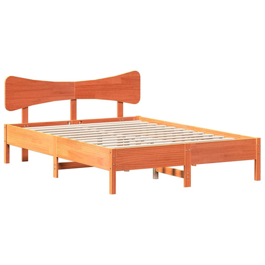 Bed Frame without Mattress Wax Brown 135x190 cm Double Solid Wood Pine Bed Frame without Mattress Wax Brown 135x190 cm Double Solid Wood Pine