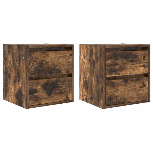Wall-mounted Bedside Cabinets 2 pcs Smoked Oak 38x34x40 cm Wall-mounted Bedside Cabinets 2 pcs Smoked Oak 38x34x40 cm