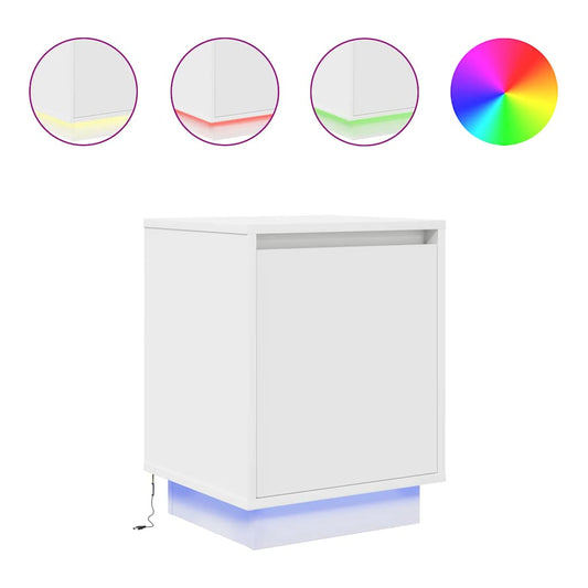 Bedside Cabinet with LED Lights White 38x34x50 cm Bedside Cabinet with LED Lights White 38x34x50 cm