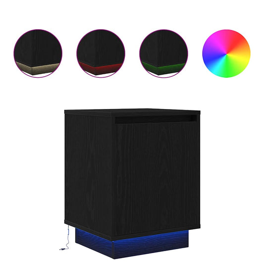 Bedside Cabinet with LED Lights Black 38x34x50 cm Bedside Cabinet with LED Lights Black 38x34x50 cm