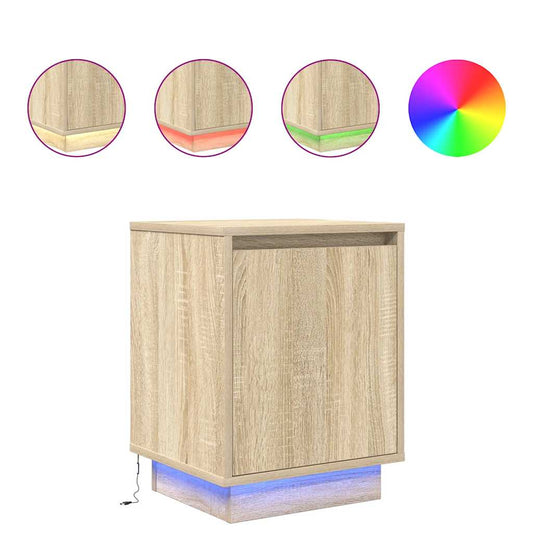 Bedside Cabinets with LED Lights 2 pcs Sonoma Oak 38x34x50 cm Bedside Cabinets with LED Lights 2 pcs Sonoma Oak 38x34x50 cm