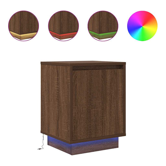 Bedside Cabinet with LED Lights Brown Oak 38x34x50 cm Bedside Cabinet with LED Lights Brown Oak 38x34x50 cm