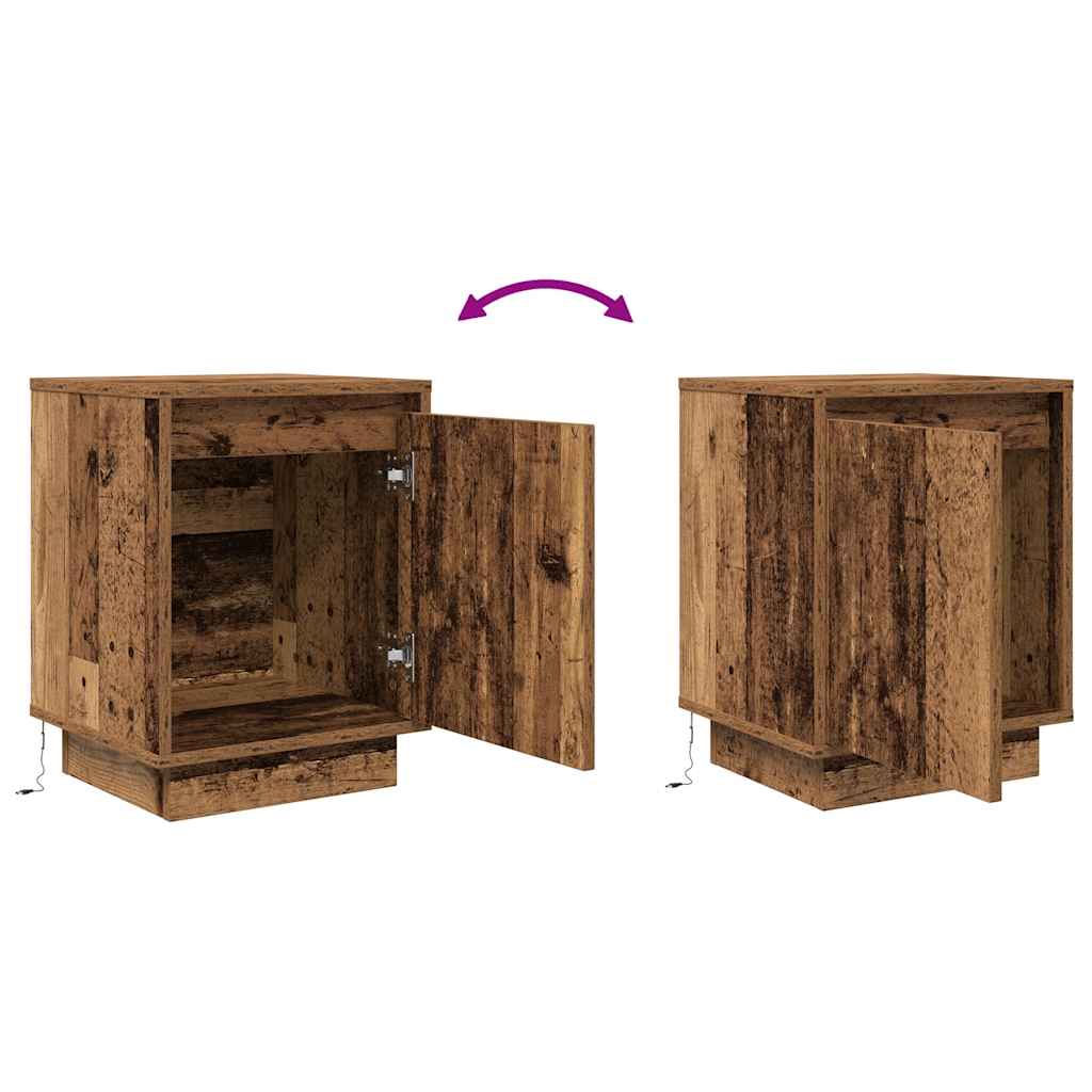 Bedside Cabinets with LED Lights 2 pcs Old Wood 38x34x50 cm