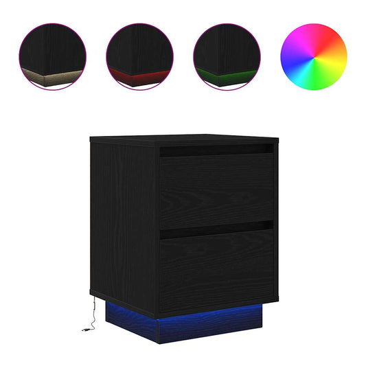 Bedside Cabinets with LED Lights 2 pcs Black 38x34x50 cm Bedside Cabinets with LED Lights 2 pcs Black 38x34x50 cm