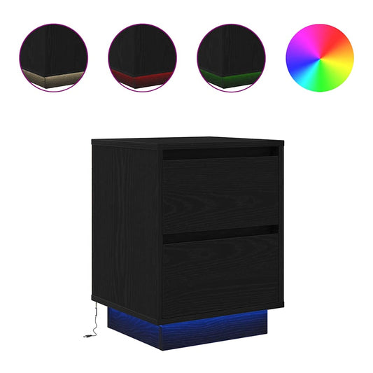 Bedside Cabinets with LED Lights 2 pcs Black 38x34x50 cm Bedside Cabinets with LED Lights 2 pcs Black 38x34x50 cm
