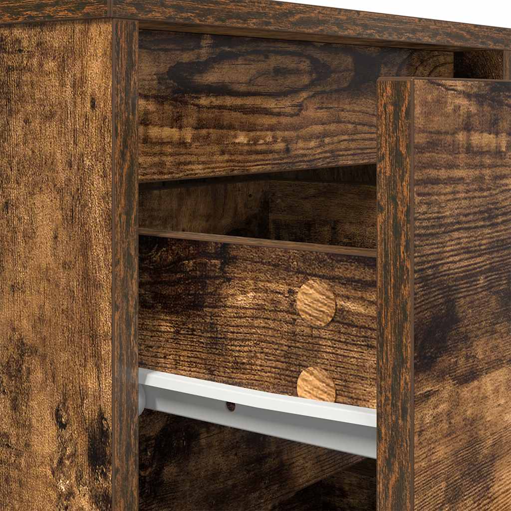 Bedside Cabinets with LED Lights 2 pcs Smoked Oak 38x34x50 cm