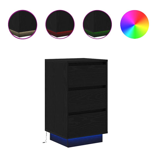 Bedside Cabinet with LED Lights Black 38x34x65 cm Bedside Cabinet with LED Lights Black 38x34x65 cm