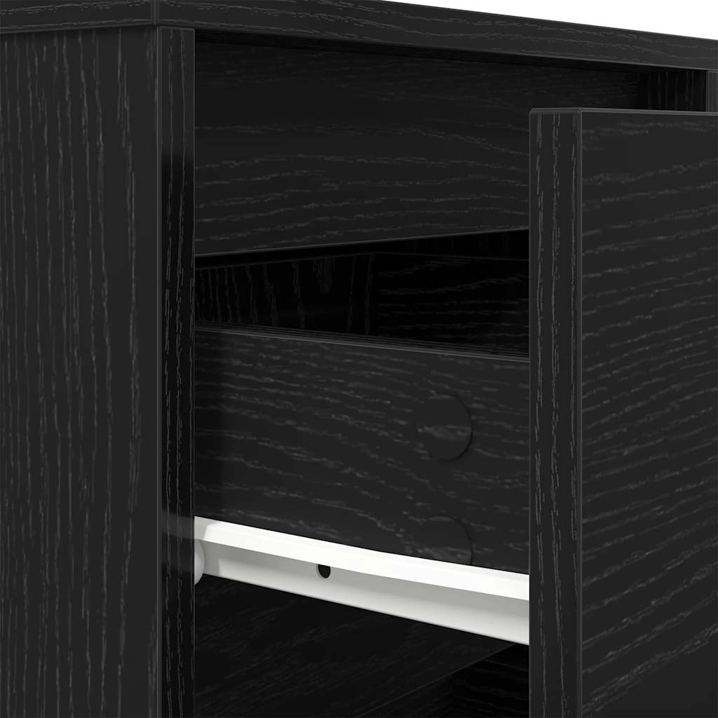 Bedside Cabinet with LED Lights Black 38x34x65 cm