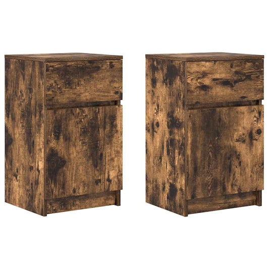 Bedside Cabinets 2 pcs Smoked Oak 39x35x65 cm Engineered Wood Bedside Cabinets 2 pcs Smoked Oak 39x35x65 cm Engineered Wood