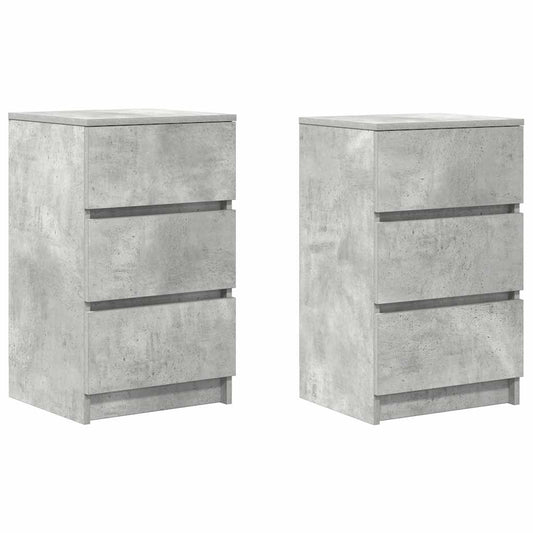 Bedside Cabinets with 3 Drawers 2 pcs Concrete Grey 39x35x65 cm Bedside Cabinets with 3 Drawers 2 pcs Concrete Grey 39x35x65 cm