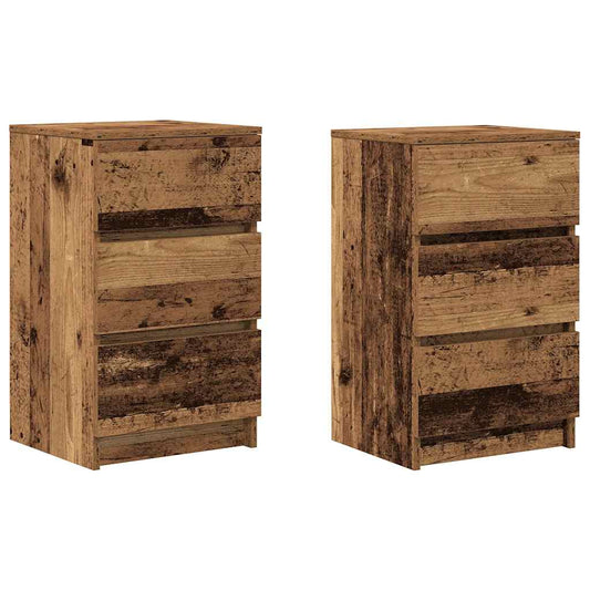 Bedside Cabinets with 3 Drawers 2 pcs Old Wood 39x35x65 cm Bedside Cabinets with 3 Drawers 2 pcs Old Wood 39x35x65 cm