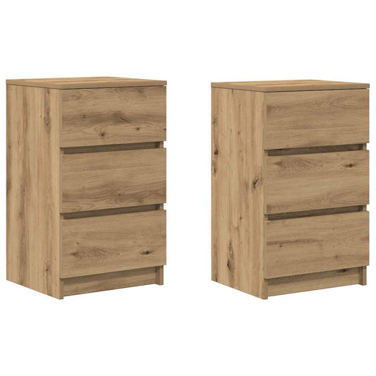 Bedside Cabinets with 3 Drawers 2 pcs Artisan Oak 39x35x65 cm Bedside Cabinets with 3 Drawers 2 pcs Artisan Oak 39x35x65 cm