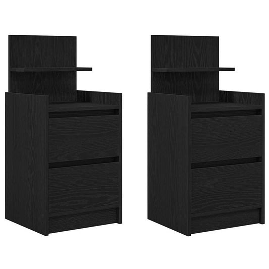 Bedside Cabinets with 2 Drawers 2 pcs Black 38x34x80 cm Bedside Cabinets with 2 Drawers 2 pcs Black 38x34x80 cm