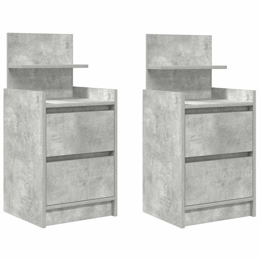 Bedside Cabinets with 2 Drawers 2 pcs Concrete Grey 38x34x80 cm Bedside Cabinets with 2 Drawers 2 pcs Concrete Grey 38x34x80 cm