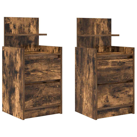 Bedside Cabinets with 2 Drawers 2 pcs Smoked Oak 38x34x80 cm Bedside Cabinets with 2 Drawers 2 pcs Smoked Oak 38x34x80 cm