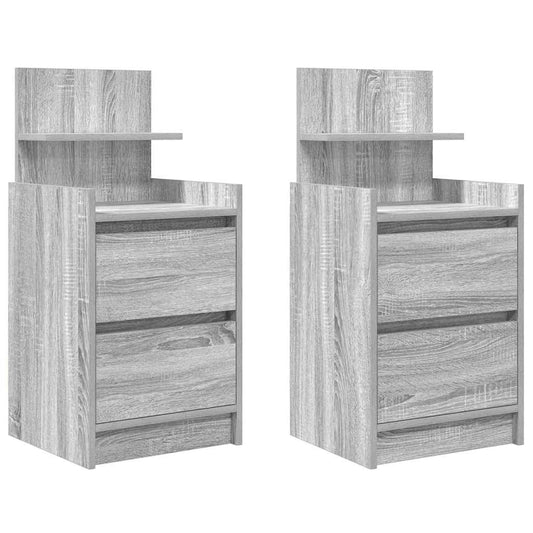 Bedside Cabinets with 2 Drawers 2 pcs Grey Sonoma 38x34x80 cm Bedside Cabinets with 2 Drawers 2 pcs Grey Sonoma 38x34x80 cm