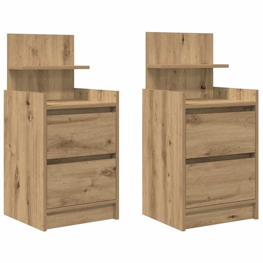 Bedside Cabinets with 2 Drawers 2 pcs Artisan Oak 38x34x80 cm Bedside Cabinets with 2 Drawers 2 pcs Artisan Oak 38x34x80 cm