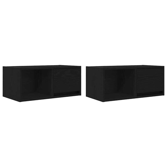 TV Cabinets 2 pcs Black Oak 60x31x25,5 cm Engineered Wood TV Cabinets 2 pcs Black Oak 60x31x25,5 cm Engineered Wood