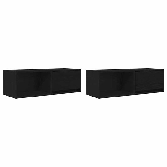 TV Cabinets 2 pcs Black Oak 80x31x25,5 cm Engineered Wood TV Cabinets 2 pcs Black Oak 80x31x25,5 cm Engineered Wood