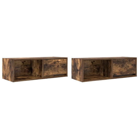 TV Cabinets 2 pcs Smoked Oak 80x31x25,5 cm Engineered Wood TV Cabinets 2 pcs Smoked Oak 80x31x25,5 cm Engineered Wood