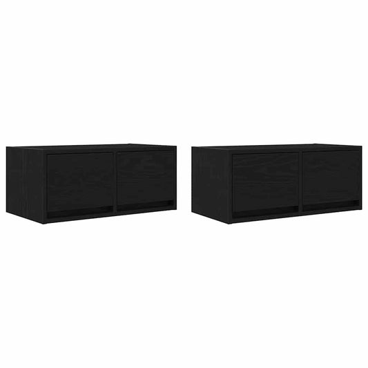 TV Cabinets 2 pcs Black Oak 60x31x25.5 cm Engineered Wood TV Cabinets 2 pcs Black Oak 60x31x25.5 cm Engineered Wood
