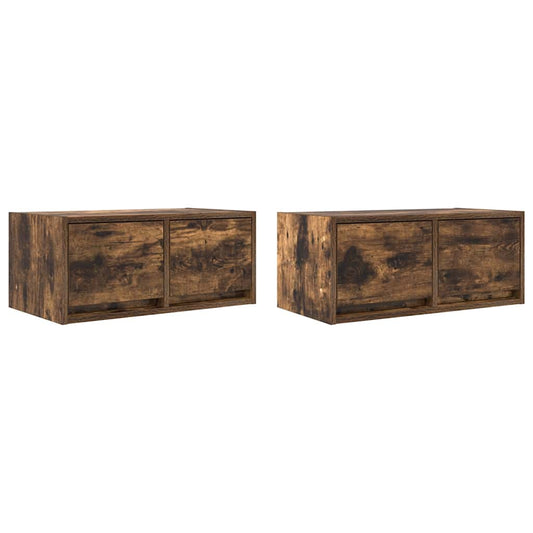 TV Cabinets 2 pcs Smoked Oak 60x31x25.5 cm Engineered Wood TV Cabinets 2 pcs Smoked Oak 60x31x25.5 cm Engineered Wood
