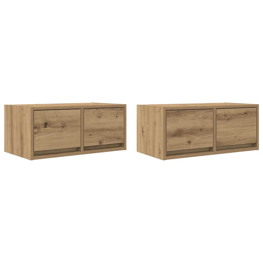 TV Cabinets 2 pcs Artisan Oak 60x31x25.5 cm Engineered Wood TV Cabinets 2 pcs Artisan Oak 60x31x25.5 cm Engineered Wood