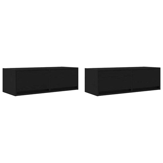 TV Cabinets 2 pcs Black Oak 80x31x25.5 cm Engineered Wood TV Cabinets 2 pcs Black Oak 80x31x25.5 cm Engineered Wood