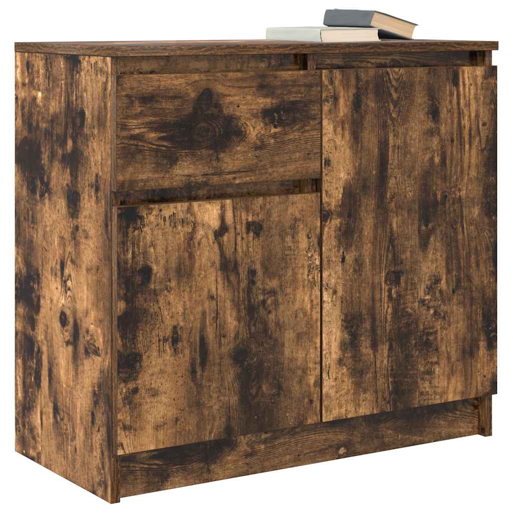 Sideboard with Drawer Smoked Oak 71x35x65 cm Engineered Wood