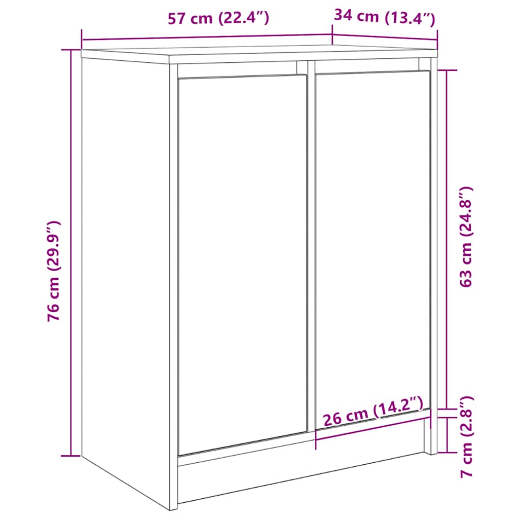 Shoe Cabinet Artisan Oak 57x34x76 cm Engineered Wood