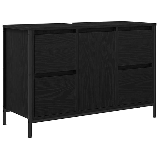 Basin Cabinet with Drawers Black Oak 90x34.5x60 cm Basin Cabinet with Drawers Black Oak 90x34.5x60 cm