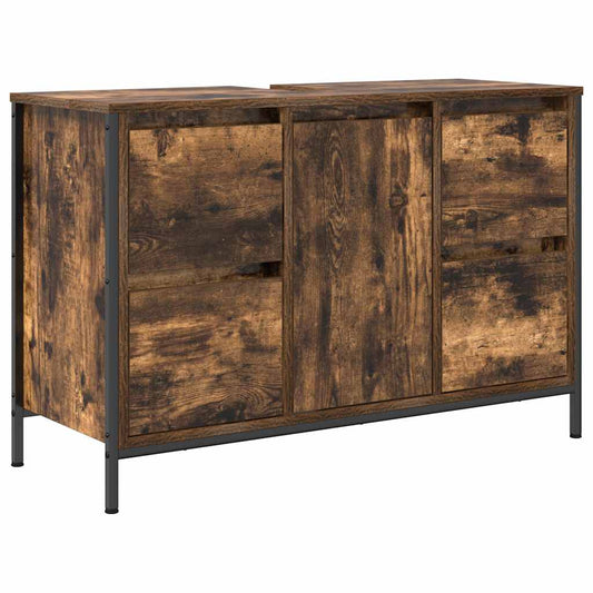 Basin Cabinet with Drawers Smoked Oak 90x34.5x60 cm Basin Cabinet with Drawers Smoked Oak 90x34.5x60 cm