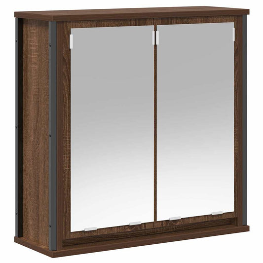 Bathroom Wall Cabinet with Mirror Brown Oak 60x21x60 cm Bathroom Wall Cabinet with Mirror Brown Oak 60x21x60 cm