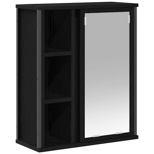 Bathroom Wall Cabinet with Mirror Black Oak 50x21x60 cm Bathroom Wall Cabinet with Mirror Black Oak 50x21x60 cm
