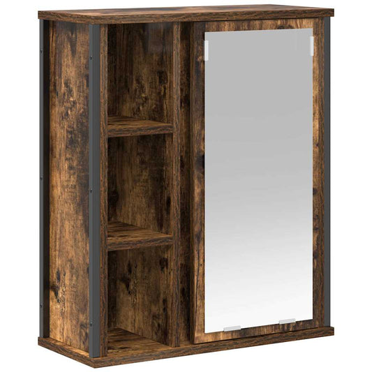 Bathroom Wall Cabinet with Mirror Smoked Oak 50x21x60 cm Bathroom Wall Cabinet with Mirror Smoked Oak 50x21x60 cm