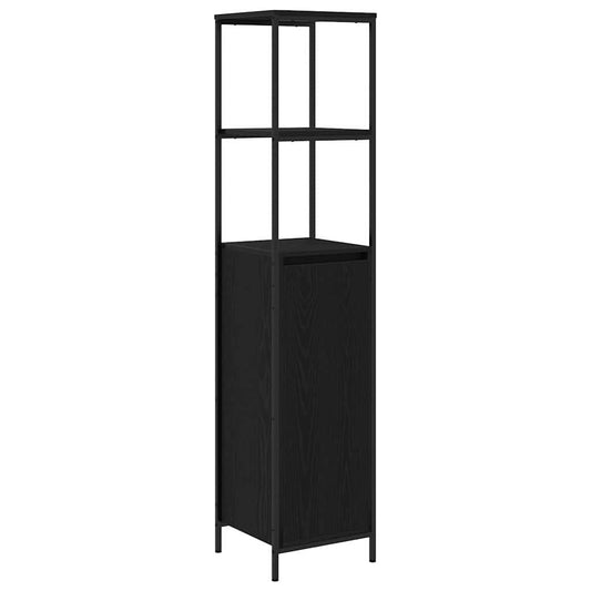 Bathroom Cabinet with Shelves Black Oak 36x35x165 cm Bathroom Cabinet with Shelves Black Oak 36x35x165 cm