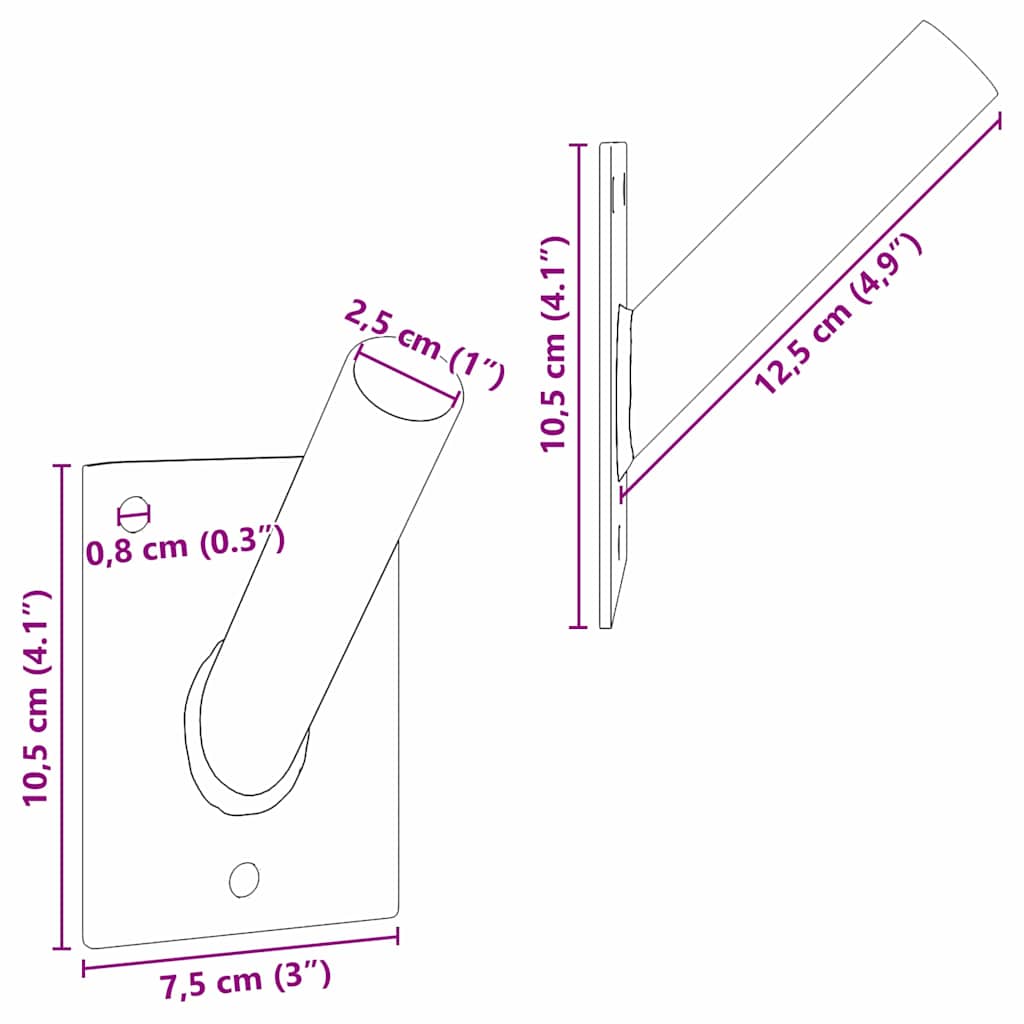 Flag Pole Holde Black 10.5 x 7.5 x 0.25 cm Steel
