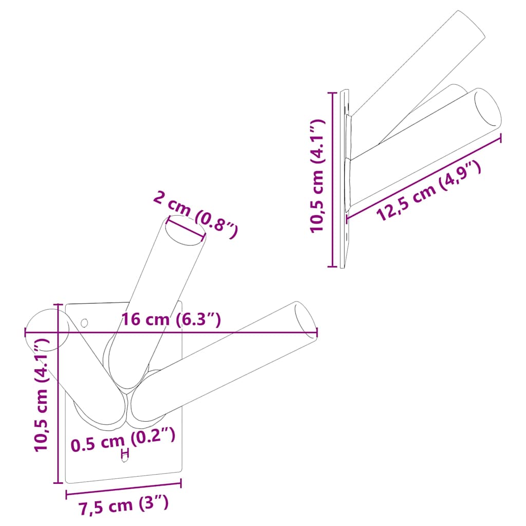 Flag Pole Holde Silver 10.5 x 7.5 x 0.2 cm Steel
