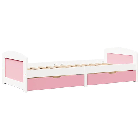 Day Bed with 2 Drawers without Mattress IRUN White&Pink 90x200 cm Day Bed with 2 Drawers without Mattress IRUN White&Pink 90x200 cm